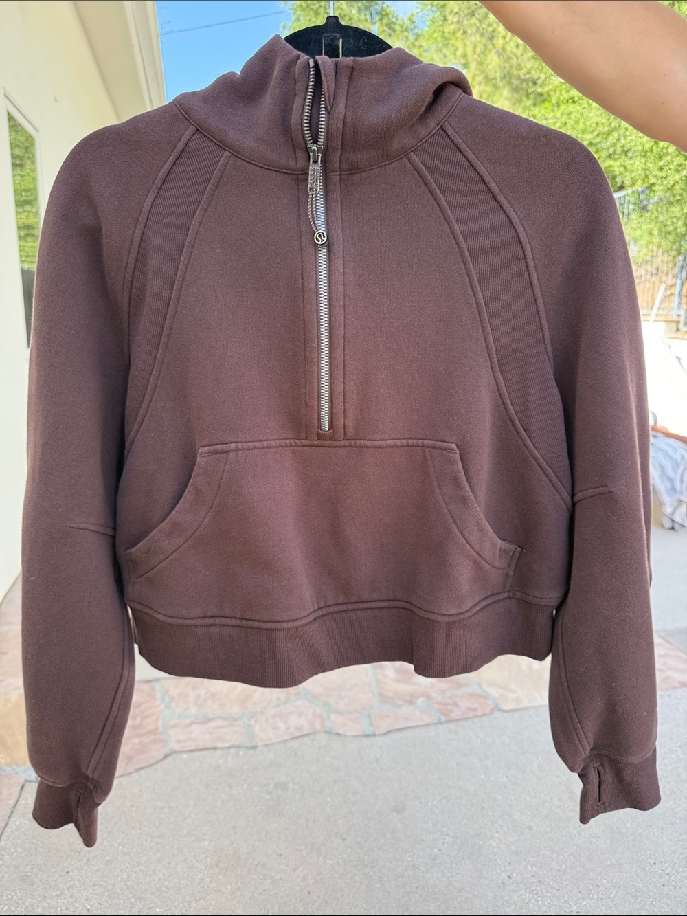 lululemon athletica Brown Half Zip scuba oversized Pullover Hoodie